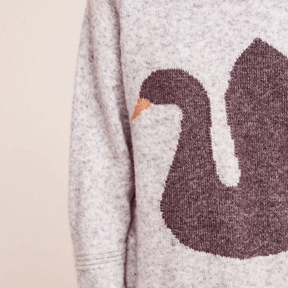 Anthropologie Folk Wool Light Grey Speckled "Black Swan" Long Sleeve Sweater M - Picture 12 of 16
